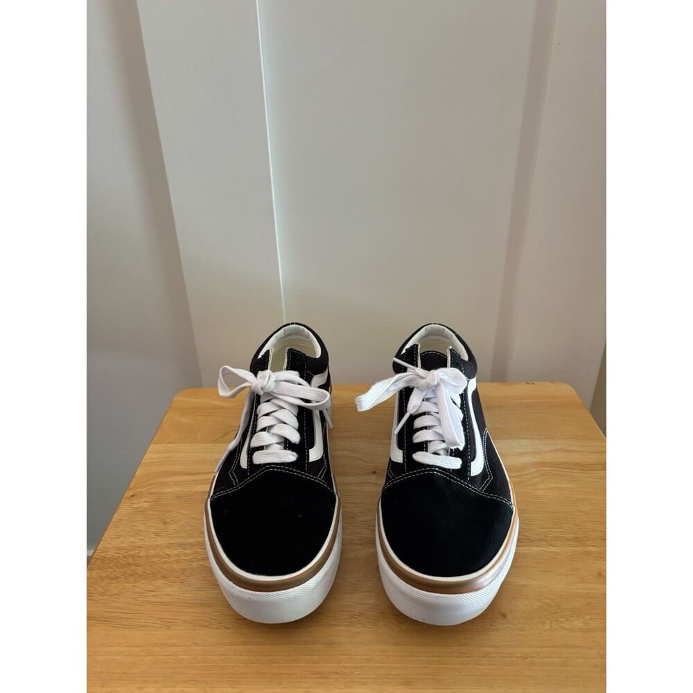 Vans Old Skool Suede Stacked Platform Sneakers Black/White/Gum Men’s Size 9